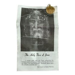 Vintage Holy Face of Jesus Gold Tone Orthodox Medal Pendant 1" Canada New